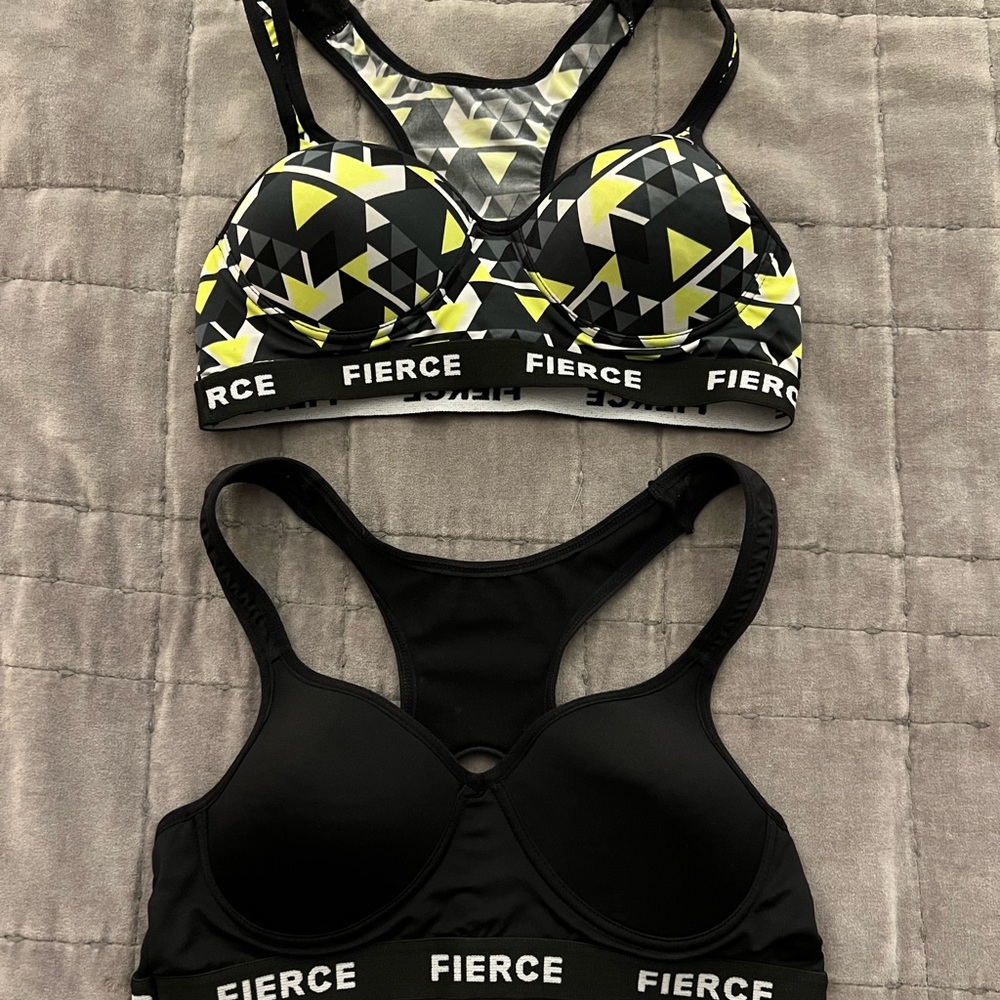 Women's Geometric and Solid Sports Bras - Black and Yellow